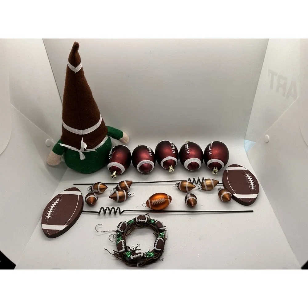 NFL Football Christmas Ornament Lot Mini Helmets Logo Ornaments‎ Gnome Holiday